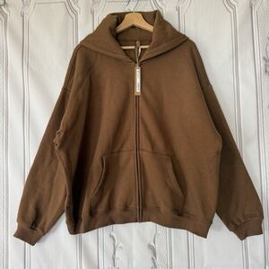 SKIMS sold n/a Cotton Fleece Classic Zip Up Hoodie Bison Brown Sz sold
